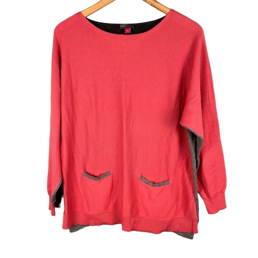 Vince Camuto Pink And Grey Color Block Tunic Top Size L